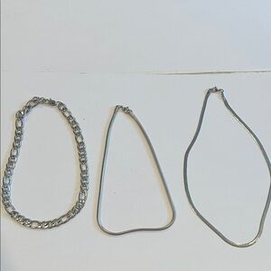 Silver Chain Necklace Set